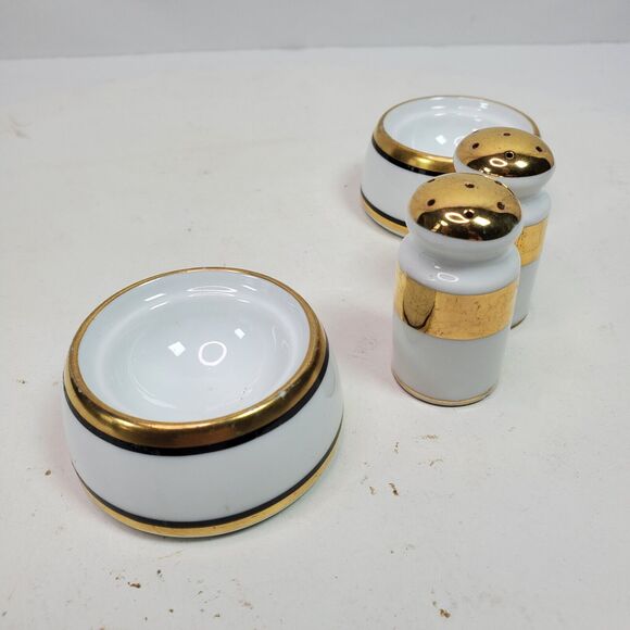 Mid Century Lusterware & Gold Salt Pepper Egg Bowls Japan Set NO STOPPERS - Picture 3 of 8